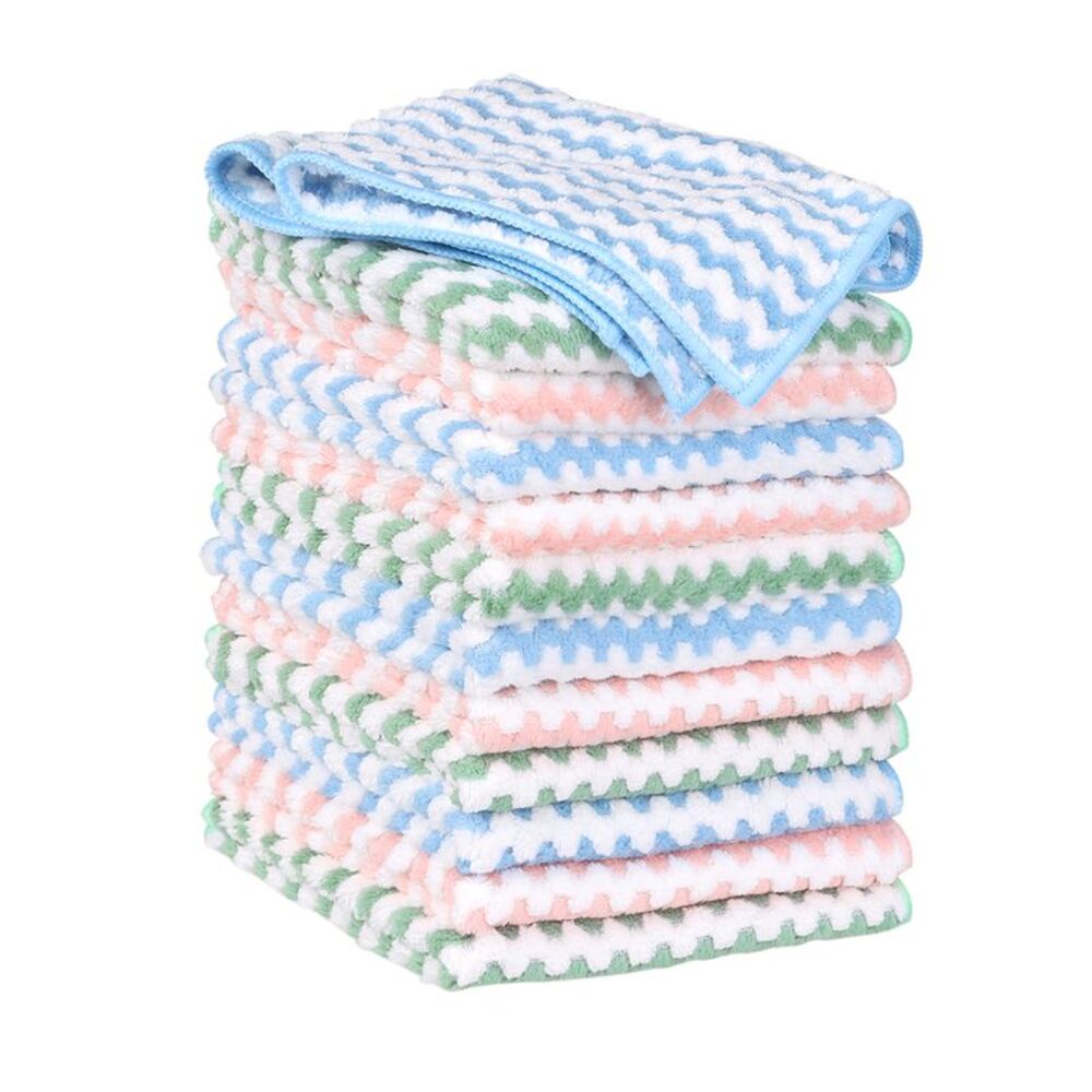 12 Pack Absorbent Reusable and Washable Clean Cloth 12" x 12" Multi